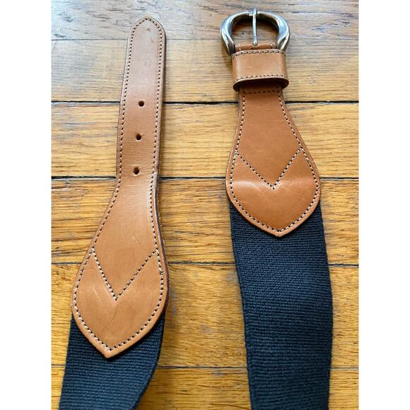 GAP Wide Black Stretch Waist Belt w/Leather Trim sz M - Picture 6 of 12